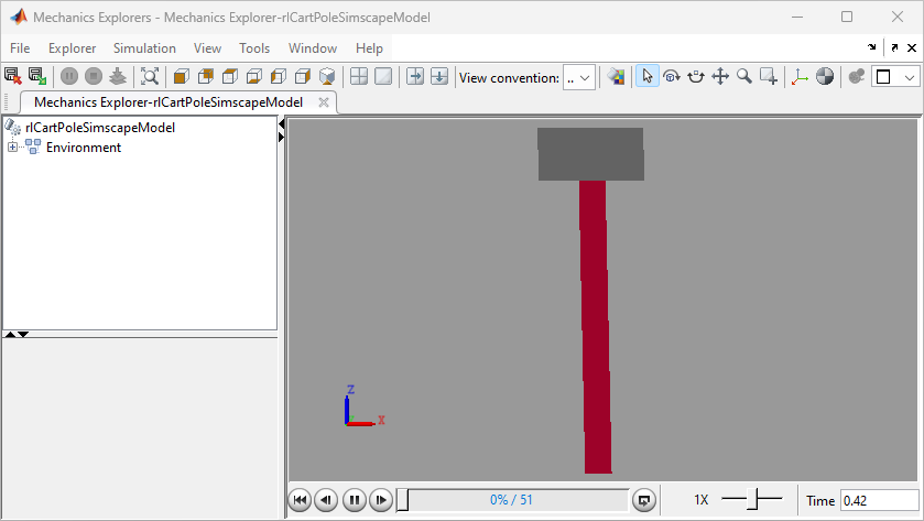 Visualization of the Simple Pendulum Swing-up in Simscape Environment.