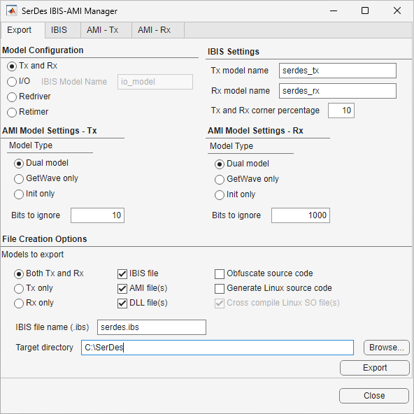 Exporting IBIS files