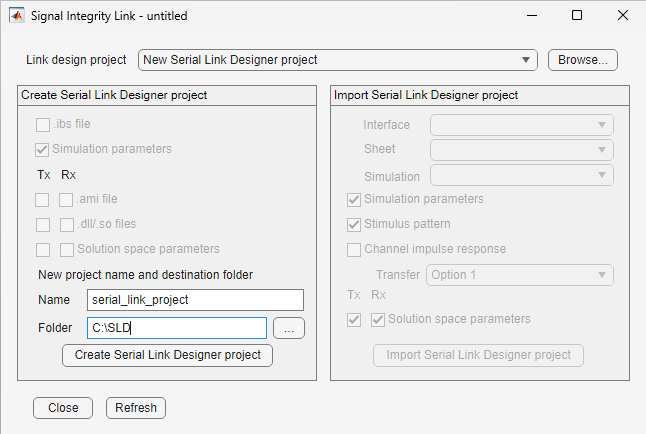Creating serial link project