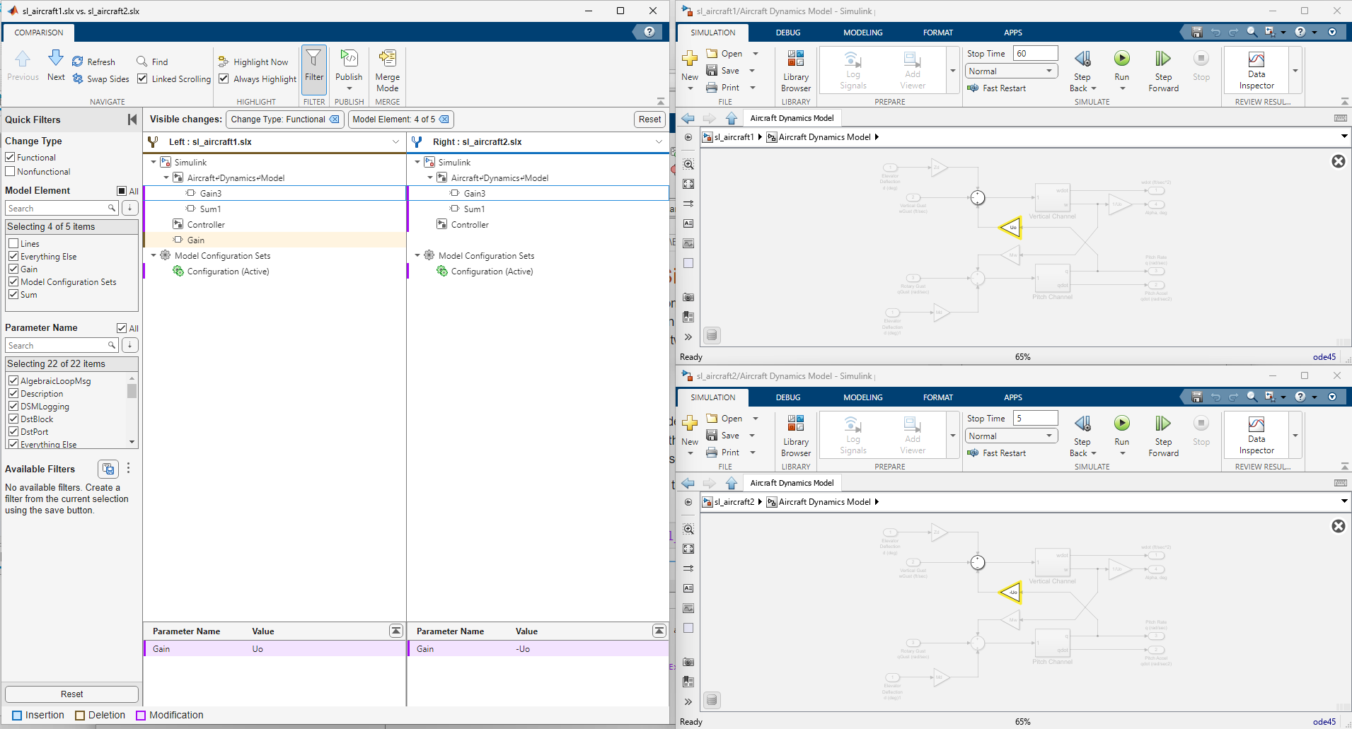 Simulink Model Comparison Tool