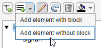 Pointer paused on Add element without block button