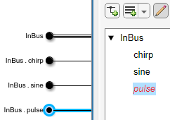 Three elements appear under InBus. The selected element, pulse, is red and italicized.