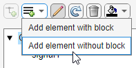Pointer paused on Add element without block button