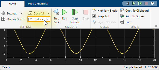 The Undock button in the scope container