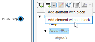 NestedBus selected and pointer paused on Add element without block button