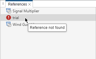 References tree shows a Reference not found error on one of the references.