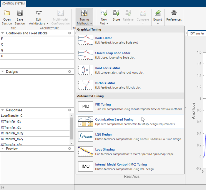 Optimization Based Tuning is selected in the drop-down list for Tuning Methods