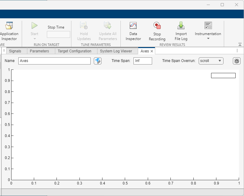 Configure axes by using the Custom Axes tab in Simulink Real-Time Explorer.