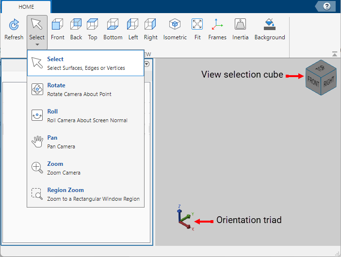 Toolstrip and visualization pane