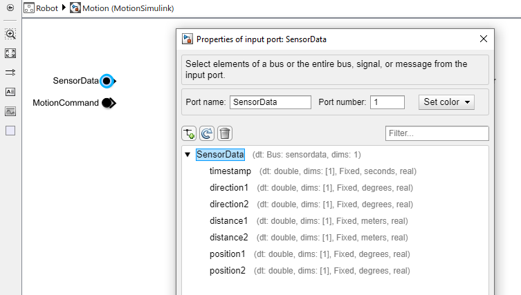 Sensor data bus element properties