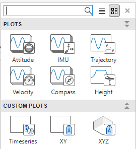 Add figure menu showing option to add predeffined plots such as attitude, IMU, trajectory, velocity, compass, and height