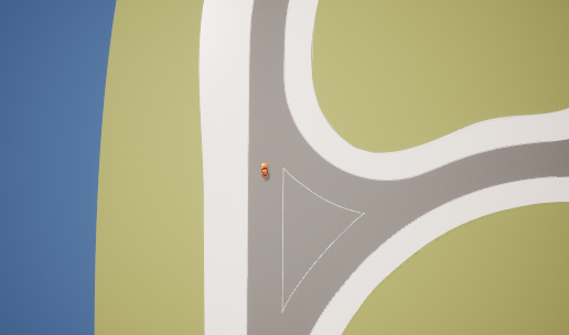 Vehicle placed at the recommended starting location in the high-speed handling scene.