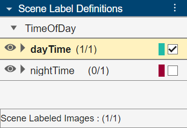 Scene Label Definitions pane with the daytime label selected.